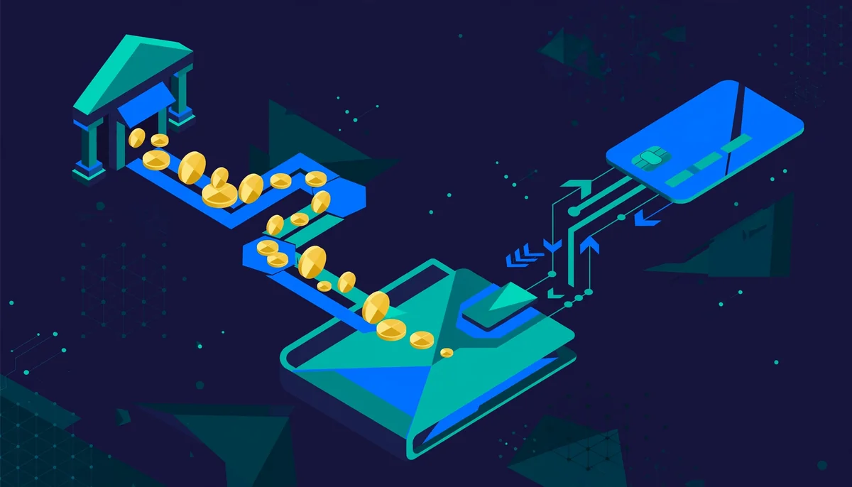 Isometric diagram of a store-gateway payment path and a direct card payment path